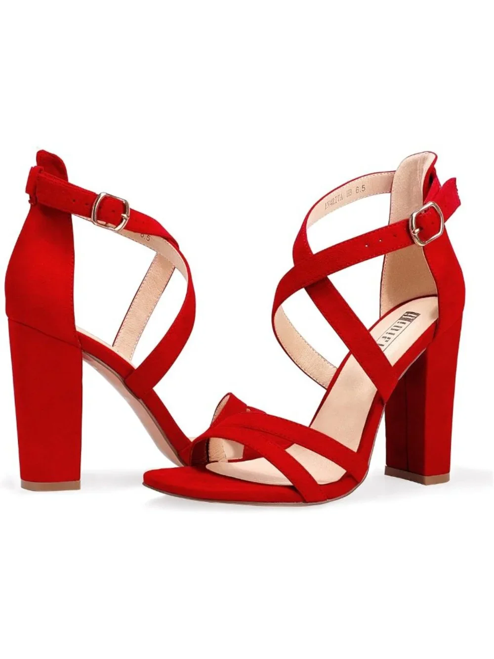 Strappy Chunky Heels - High Open Toe Ankle Strap Sandals for Stylish Comfort